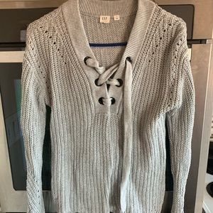 Grey Gap Lace Up Sweater Size S